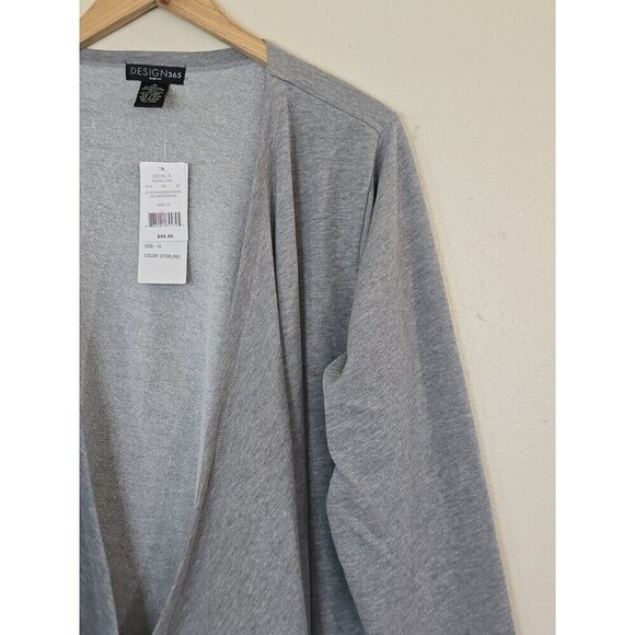 Design 365 Gray Open Front Cardigan Sweater Womens Size 1X Flowy - Picture 2 of 7